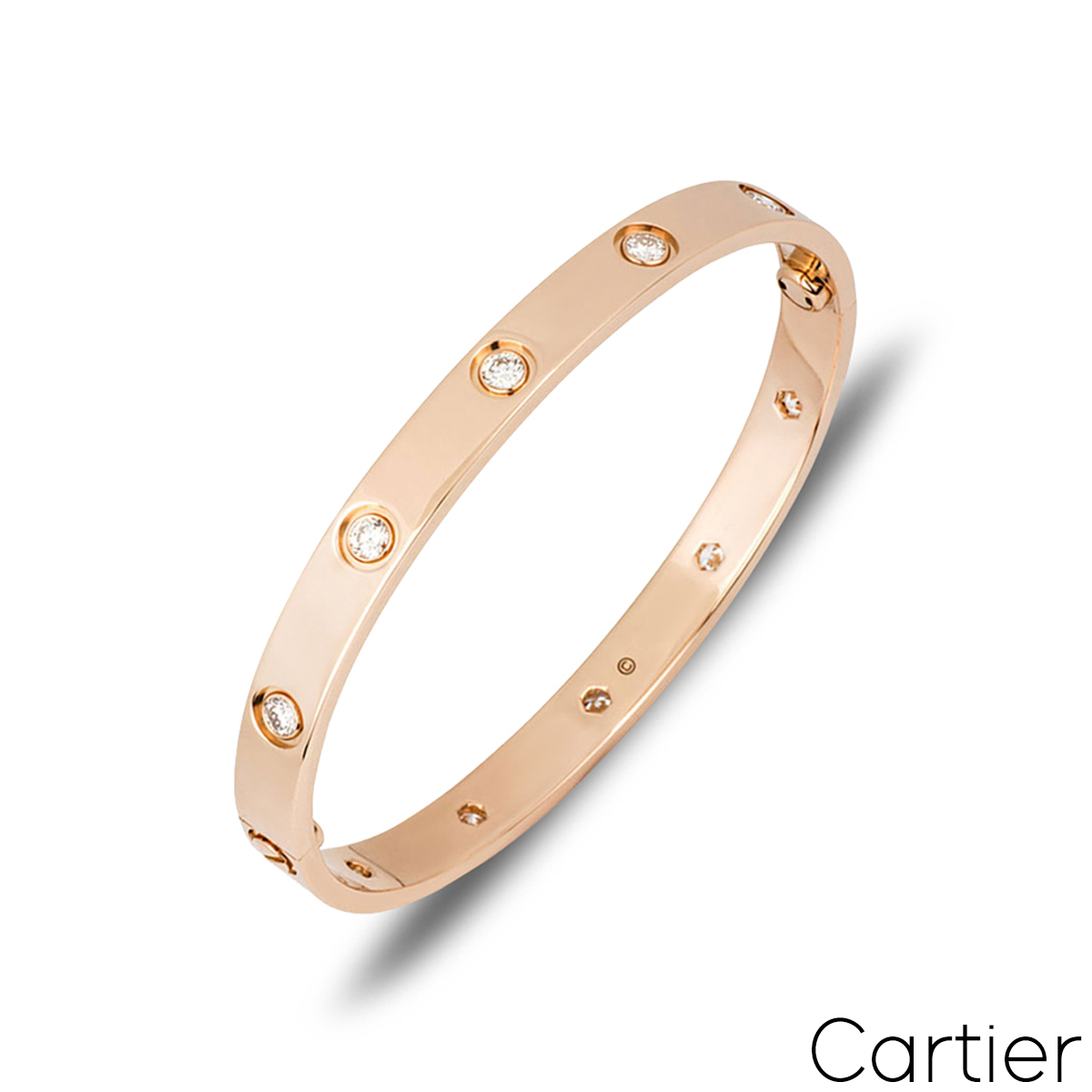 Cartier Rose Gold Full Diamond Love Bracelet Size 18 B6040618 | Rich ...